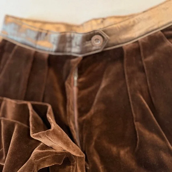 Vintage 1980s Escada by SRB Velvet Trousers Satin Trim (Made in Western Germany) - Picture 7 of 13